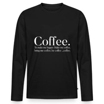 Kaffee - Männer Premium Bio Langarmshirt - Schwarz - Vorne - Nico (187cm)