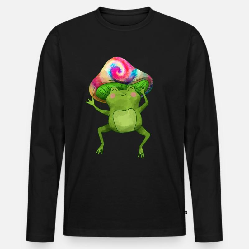 Frosch - Männer Premium Bio Langarmshirt - Schwarz