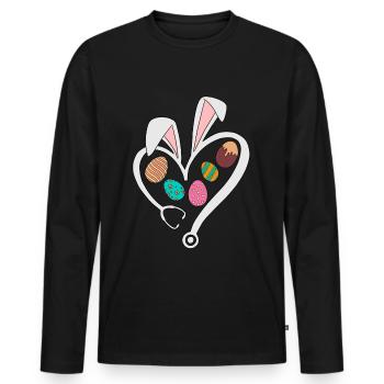 Pâques - T-shirt manches longues Premium bio Homme - noir - Devant - Nico (187cm)
