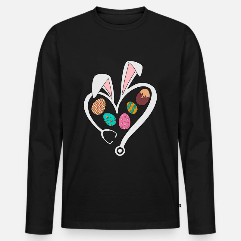 Ostern - Männer Premium Bio Langarmshirt - Schwarz