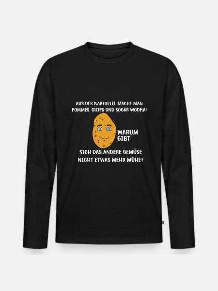 Kartoffel - Männer Premium Bio Langarmshirt - Schwarz