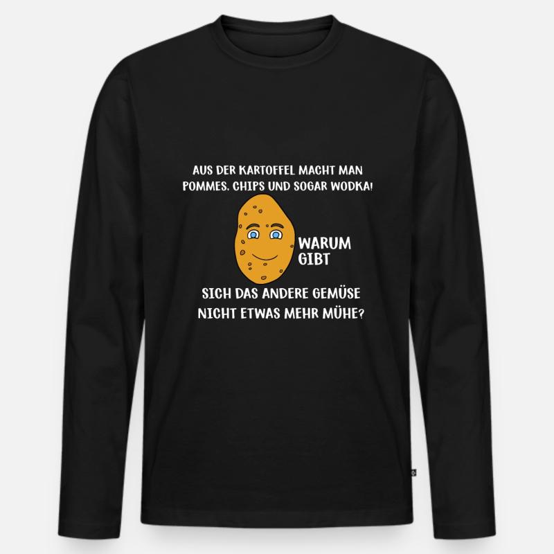 Kartoffel - Männer Premium Bio Langarmshirt - Schwarz