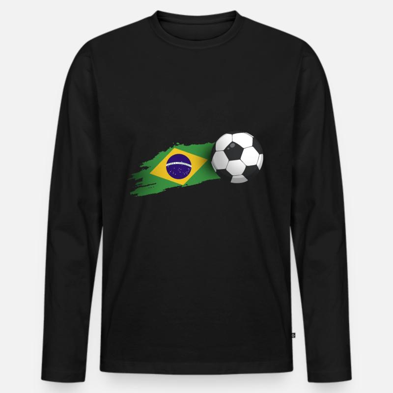 Brasilien fußball geschenk - Männer Premium Bio Langarmshirt - Schwarz
