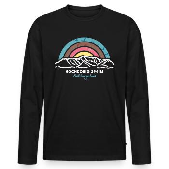 Hochkönig Berg Tirol Wandern Skigebiet Souvenir - Männer Premium Bio Langarmshirt - Schwarz - Vorne - Nico (187cm)