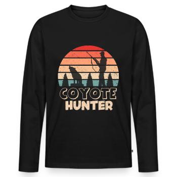 Kojotenjagd Kojotenjäger - Männer Premium Bio Langarmshirt - Schwarz - Vorne - Nico (187cm)