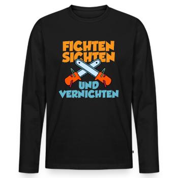 Fichten Sichten Und Vernichten - Männer Premium Bio Langarmshirt - Schwarz - Vorne - Nico (187cm)