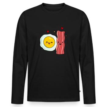 Egg Fried Egg Bacon Couple - Men's Premium Organic Long Sleeve Shirt - black - Front - Nico (187cm)
