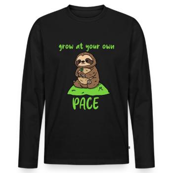 Grow at your own pace - Men's Premium Organic Long Sleeve Shirt - black - Front - Nico (187cm)