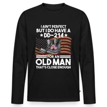 Vietnam Veteran - Men's Premium Organic Long Sleeve Shirt - black - Front - Nico (187cm)