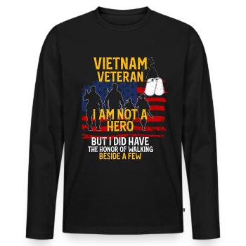 Vietnam Veteran - Men's Premium Organic Long Sleeve Shirt - black - Front - Nico (187cm)