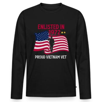 Vétéran du Vietnam - T-shirt manches longues Premium bio Homme - noir - Devant - Nico (187cm)