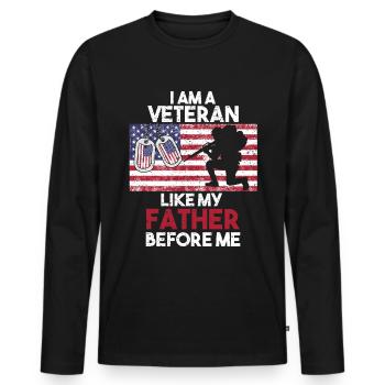 Vietnam Veteran - Men's Premium Organic Long Sleeve Shirt - black - Front - Nico (187cm)