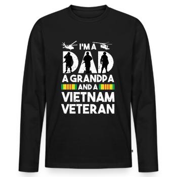 Vietnam Veteran - Men's Premium Organic Long Sleeve Shirt - black - Front - Nico (187cm)