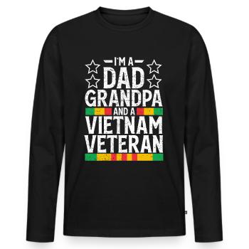 Vietnam Veteran - Men's Premium Organic Long Sleeve Shirt - black - Front - Nico (187cm)