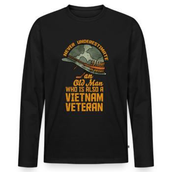 Vietnam Veteran - Men's Premium Organic Long Sleeve Shirt - black - Front - Nico (187cm)