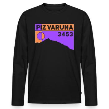 Piz Varuna Ski Touring Ski Resort Hiking Normal Route - Men's Premium Organic Long Sleeve Shirt - black - Front - Nico (187cm)
