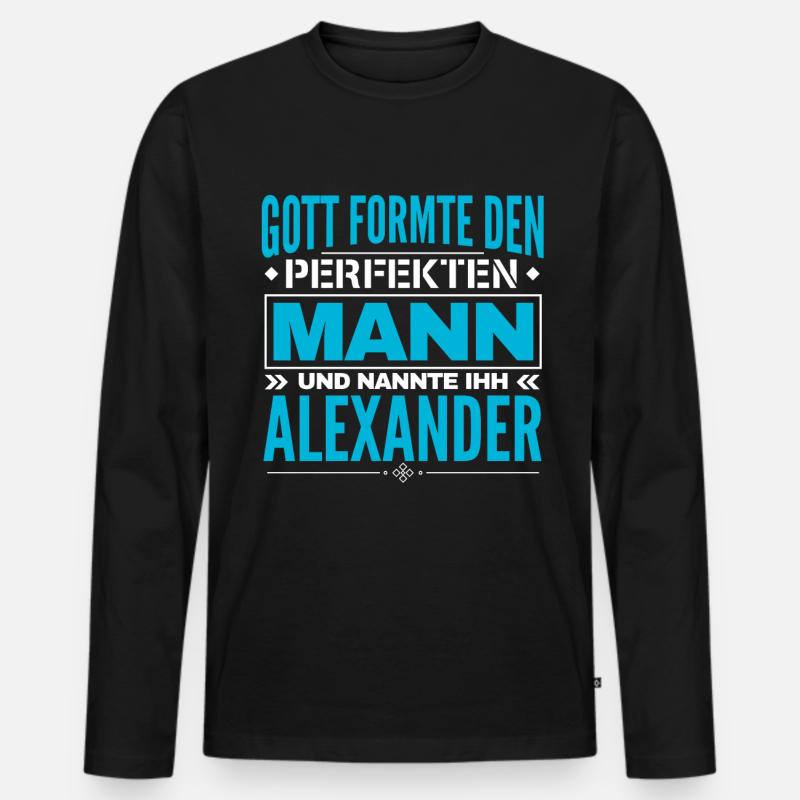 Alexander Name Design - Männer Premium Bio Langarmshirt - Schwarz