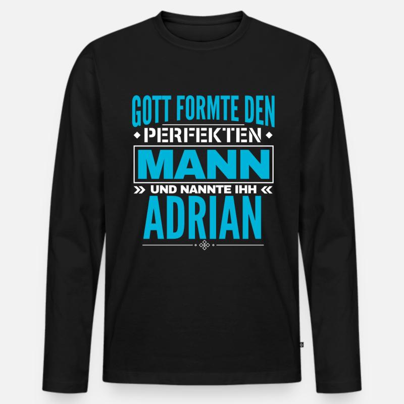 Adrian Name Design - Männer Premium Bio Langarmshirt - Schwarz