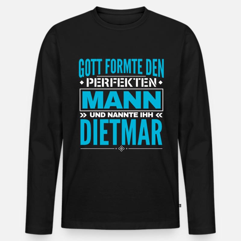 Dietmar Name Design - Männer Premium Bio Langarmshirt - Schwarz