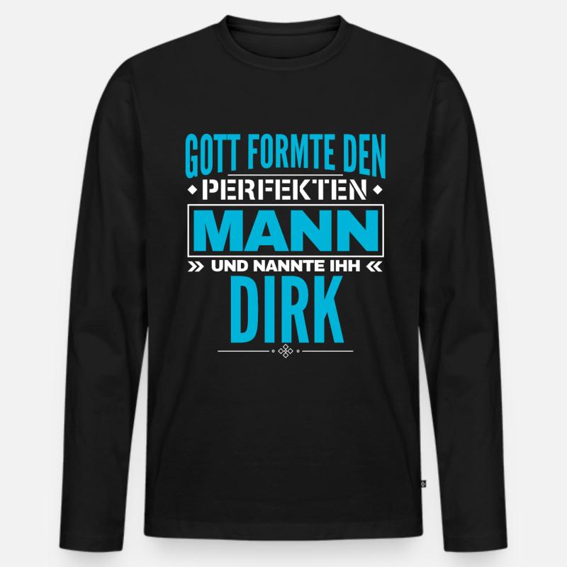 Dirk Name Design - Männer Premium Bio Langarmshirt - Schwarz
