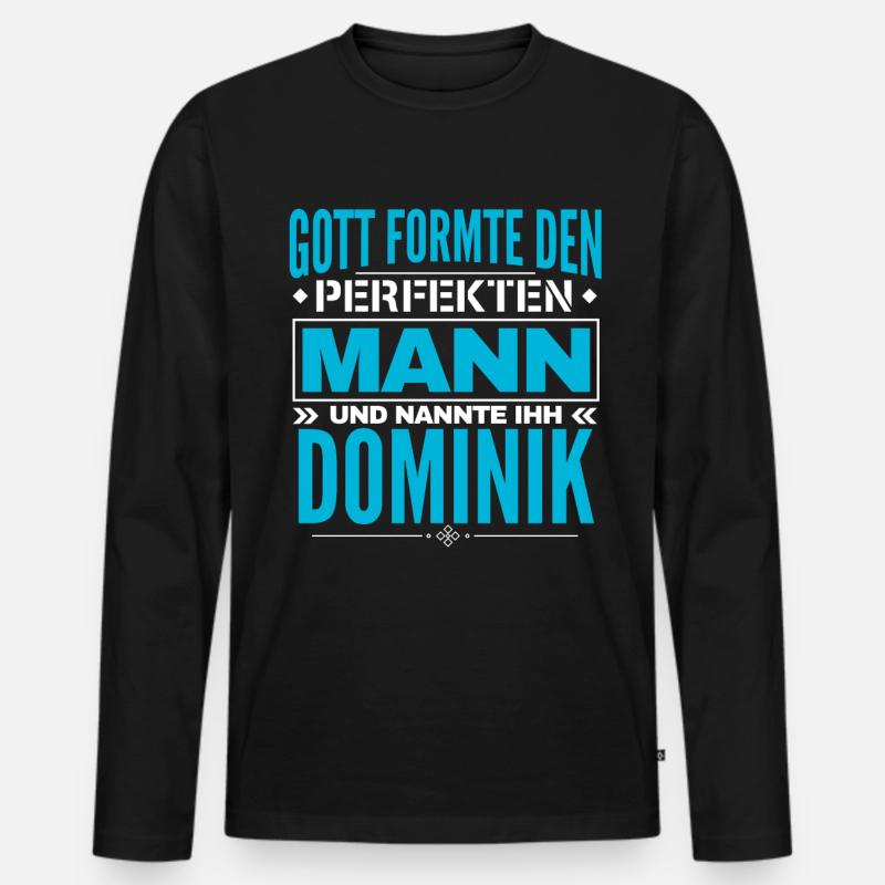 Dominik Name Design - Männer Premium Bio Langarmshirt - Schwarz