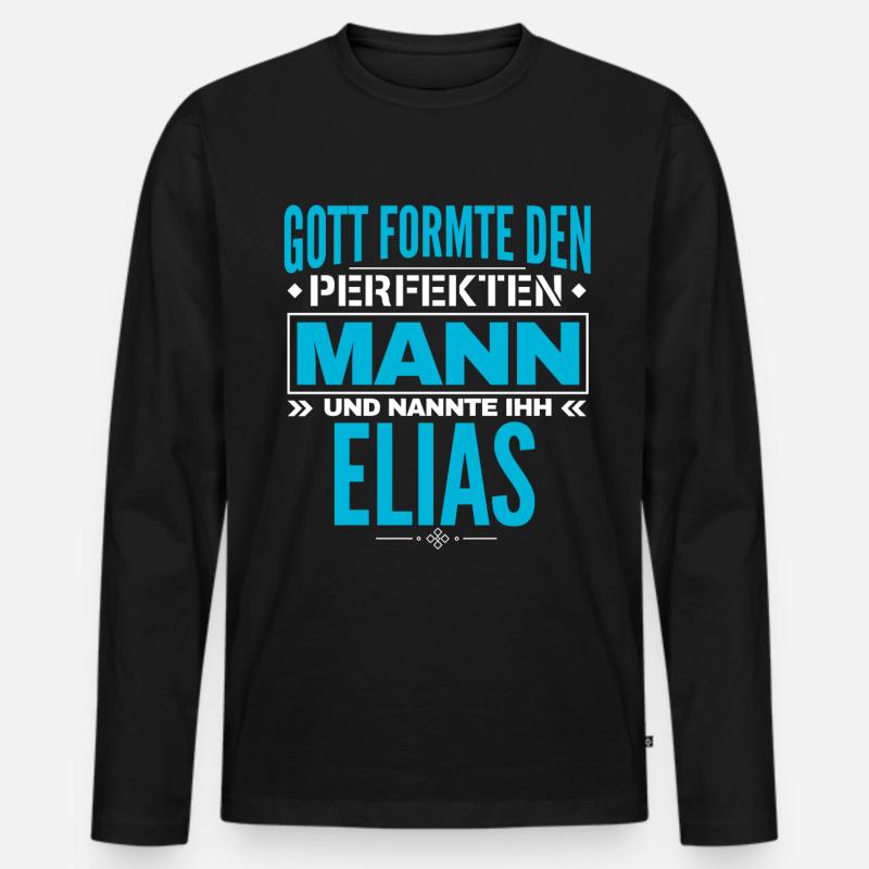 Elias Name Design - Männer Premium Bio Langarmshirt - Schwarz
