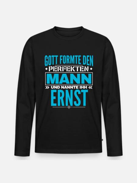 Ernst Name Design - Männer Premium Bio Langarmshirt - Schwarz