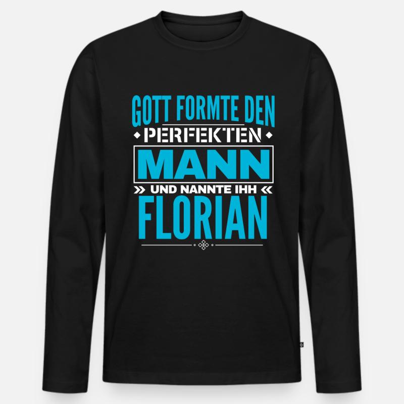 Florian Name Design - Männer Premium Bio Langarmshirt - Schwarz