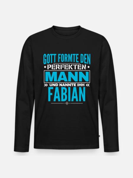 Fabian Name Design - Männer Premium Bio Langarmshirt - Schwarz