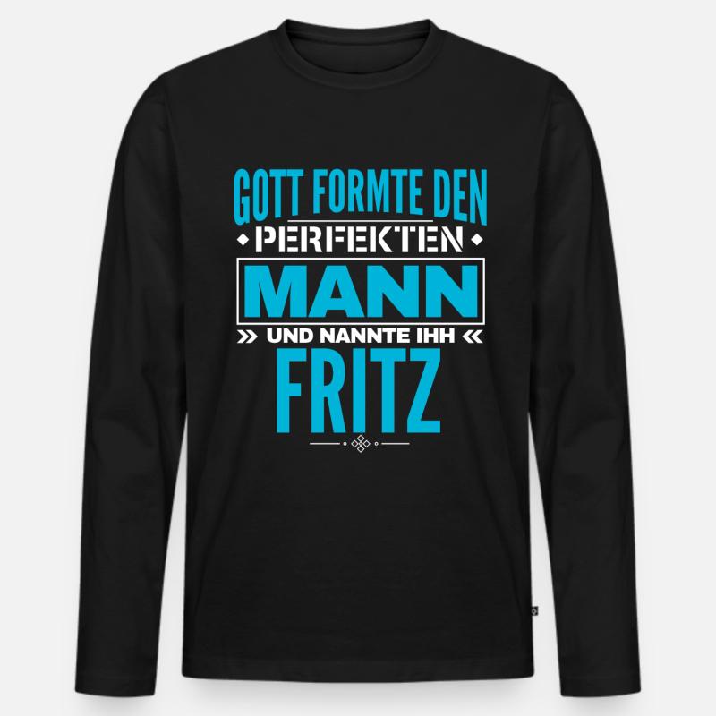 Fritz Name Design - Männer Premium Bio Langarmshirt - Schwarz