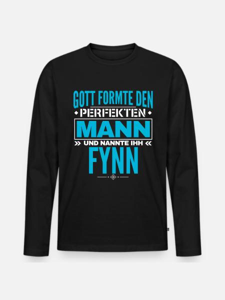 Fynn Name Design - Männer Premium Bio Langarmshirt - Schwarz