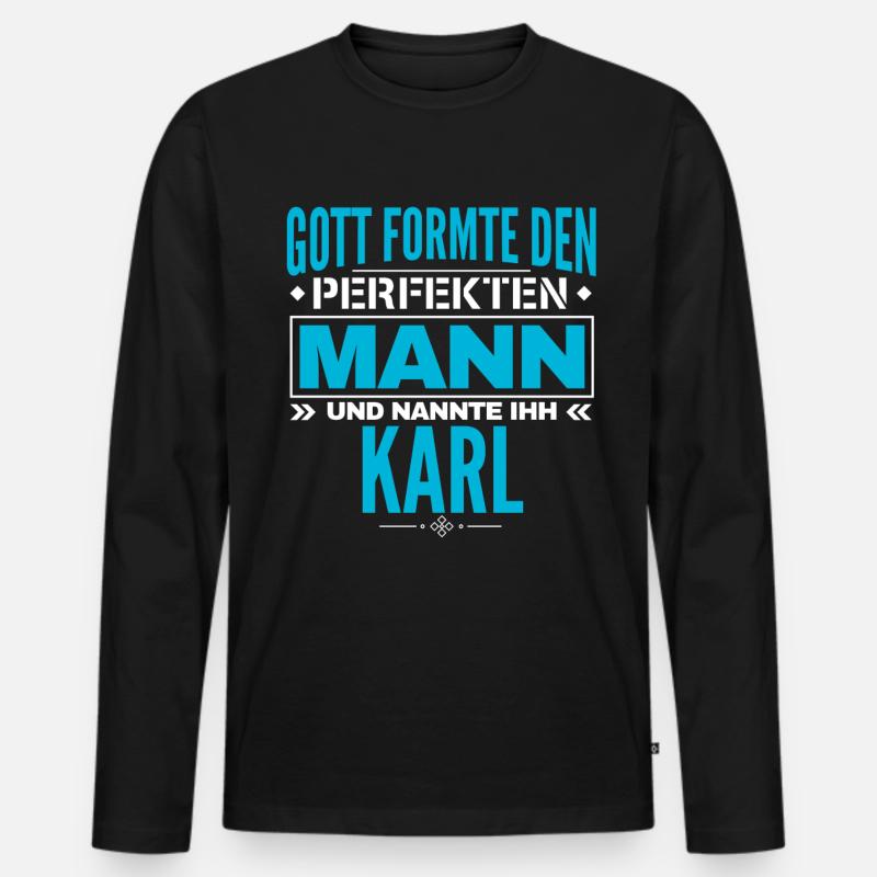 Karl Name Design - Männer Premium Bio Langarmshirt - Schwarz