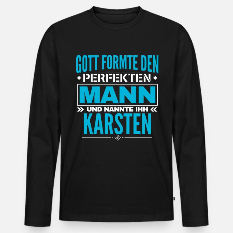 Karsten Name Design - Männer Premium Bio Langarmshirt - Schwarz
