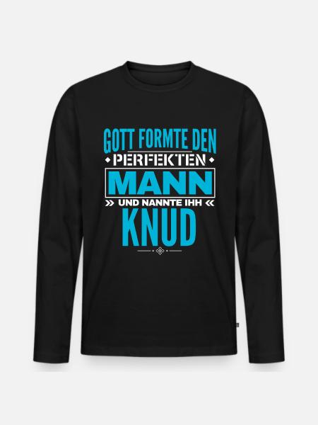 Knud Name Design - Männer Premium Bio Langarmshirt - Schwarz