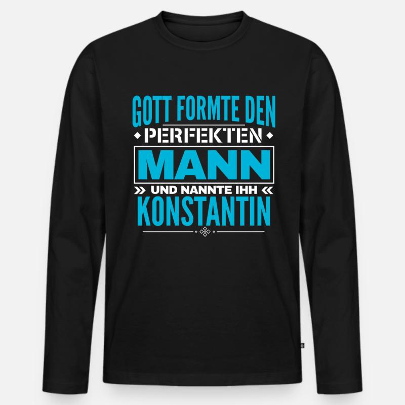 Konstantin Name Design - Männer Premium Bio Langarmshirt - Schwarz