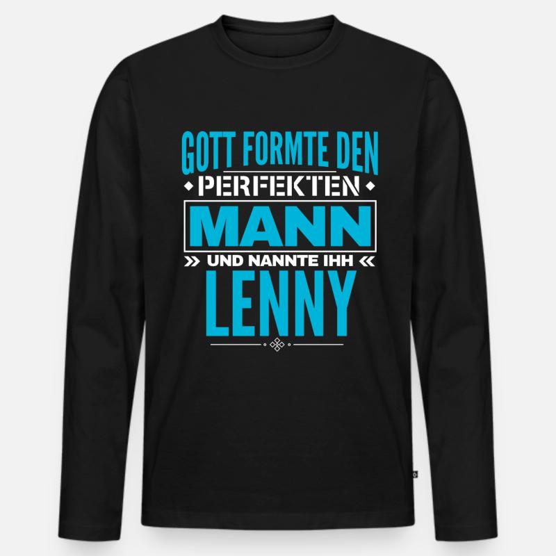 Lenny Name Design - Männer Premium Bio Langarmshirt - Schwarz