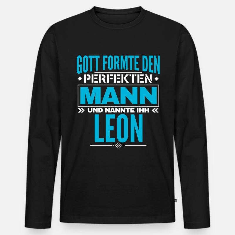 Leon Name Design - Männer Premium Bio Langarmshirt - Schwarz