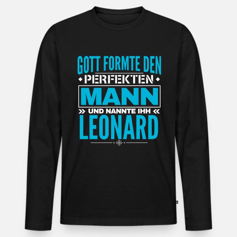 Leonard Name Design - Männer Premium Bio Langarmshirt - Schwarz