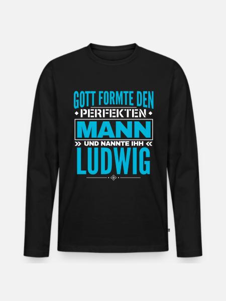 Ludwig Name Design - Männer Premium Bio Langarmshirt - Schwarz