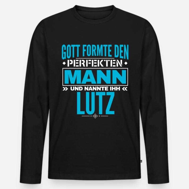 Lutz Name Design - Männer Premium Bio Langarmshirt - Schwarz