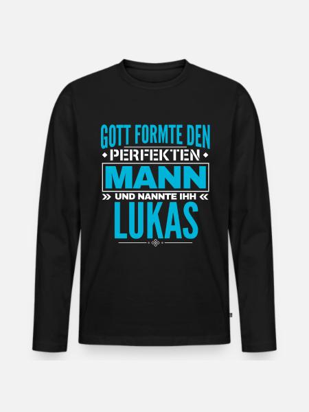 Lukas Name Design - Männer Premium Bio Langarmshirt - Schwarz