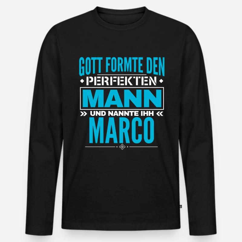 Marco Name Design - Männer Premium Bio Langarmshirt - Schwarz