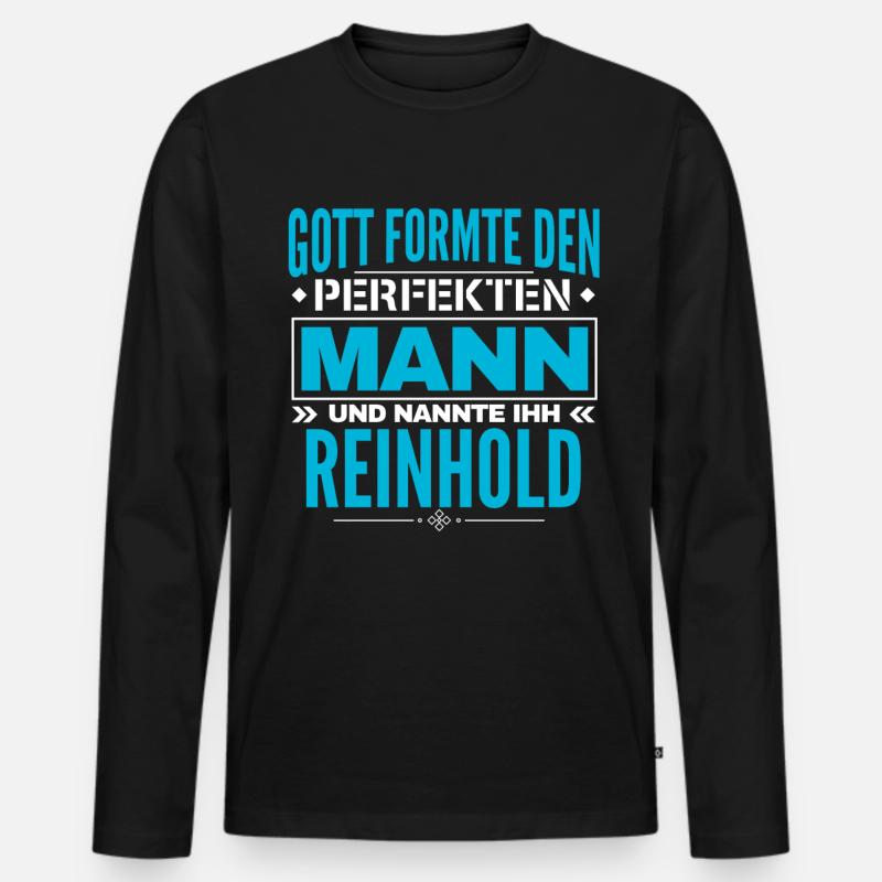 Reinhold Name Design - Männer Premium Bio Langarmshirt - Schwarz