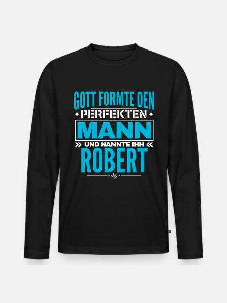 Robert Name Design - Männer Premium Bio Langarmshirt - Schwarz