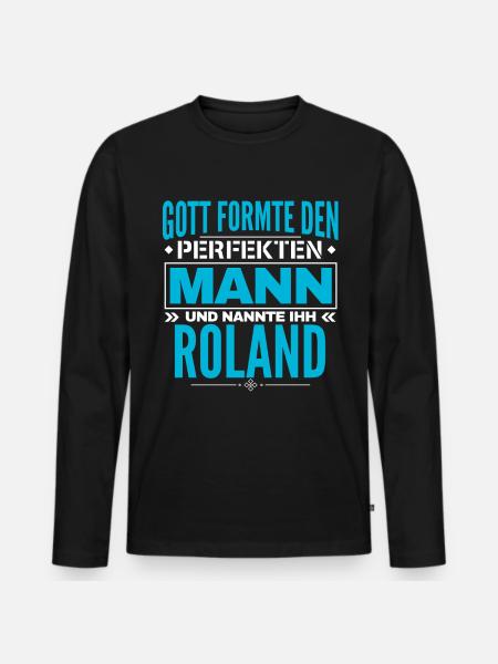 Roland Name Design - Männer Premium Bio Langarmshirt - Schwarz
