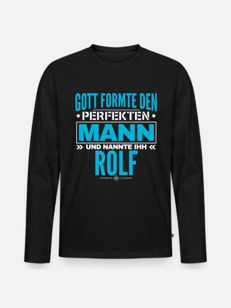 Rolf Name Design - Männer Premium Bio Langarmshirt - Schwarz