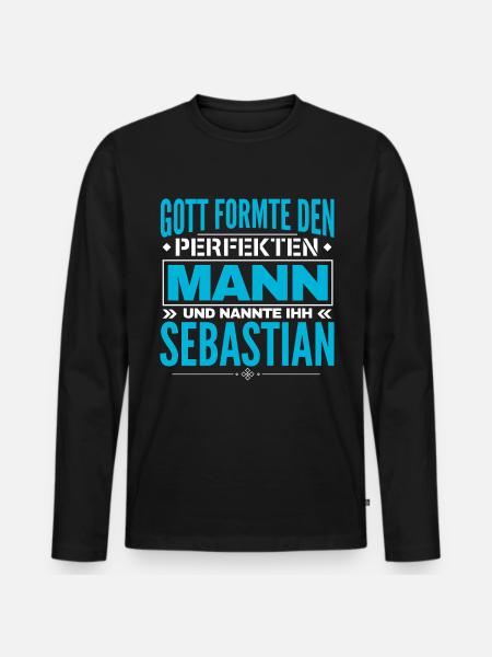 Sebastian Name Design - Männer Premium Bio Langarmshirt - Schwarz