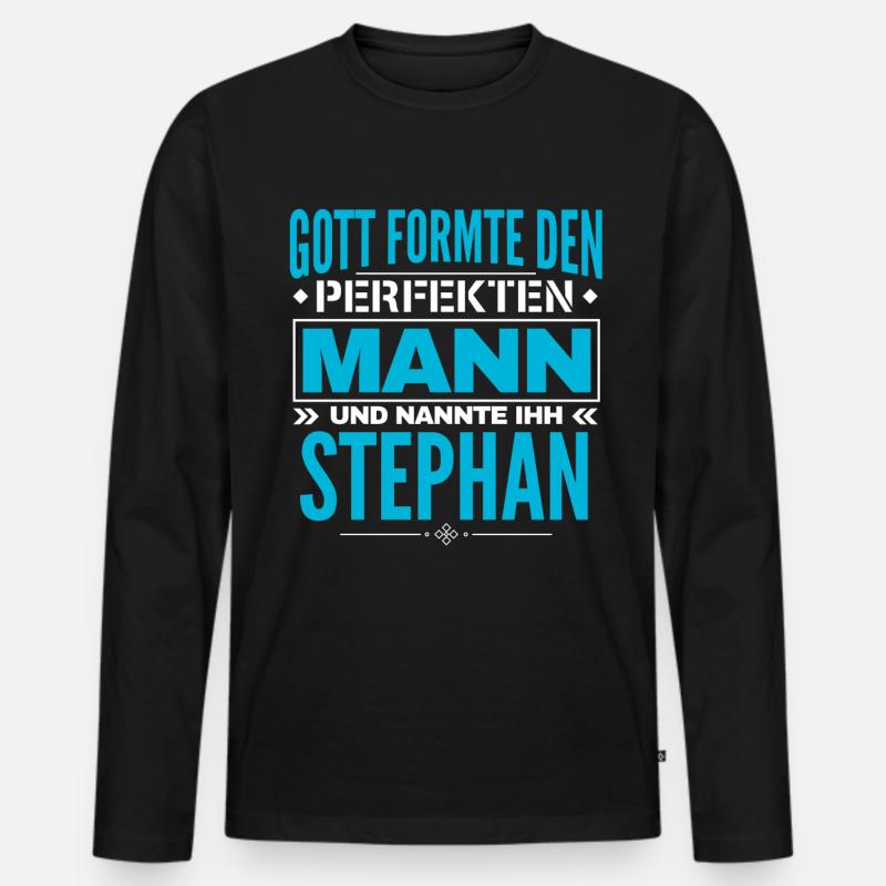Stephan Name Design - Männer Premium Bio Langarmshirt - Schwarz