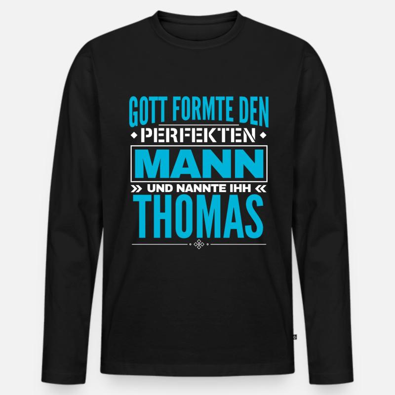 Thomas Name Design - Männer Premium Bio Langarmshirt - Schwarz