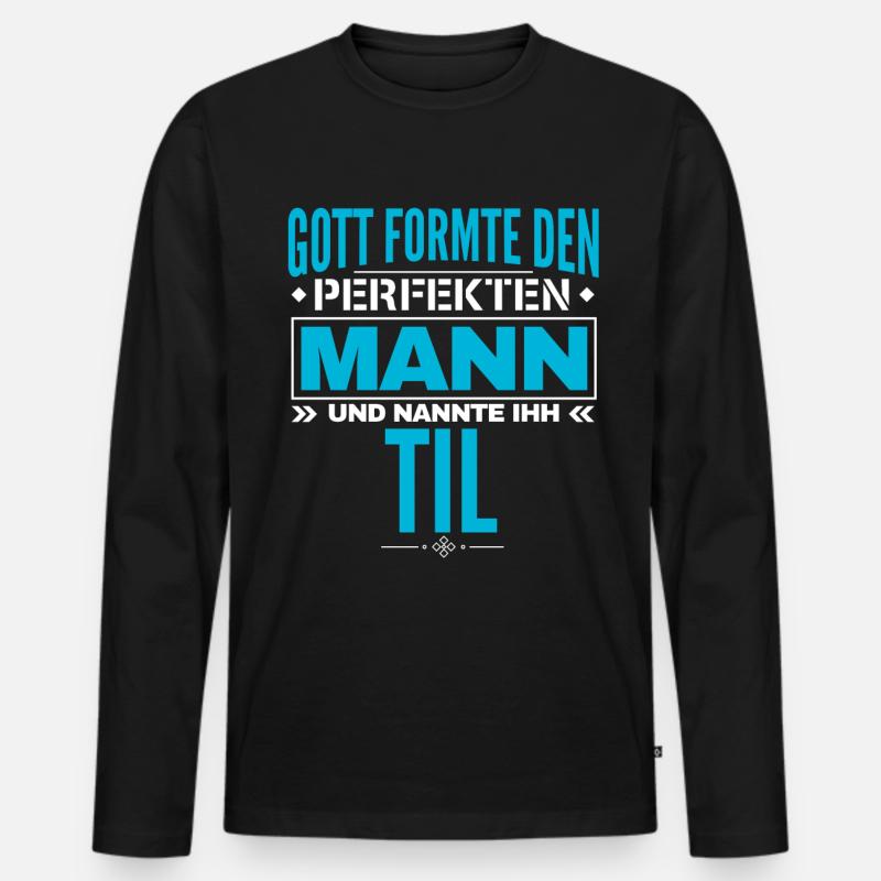 Til Name Design - Männer Premium Bio Langarmshirt - Schwarz